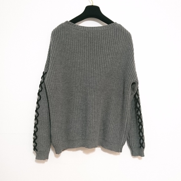 Very J Unique Lace Up Chunky Knit Sweater - Picture 6 of 7